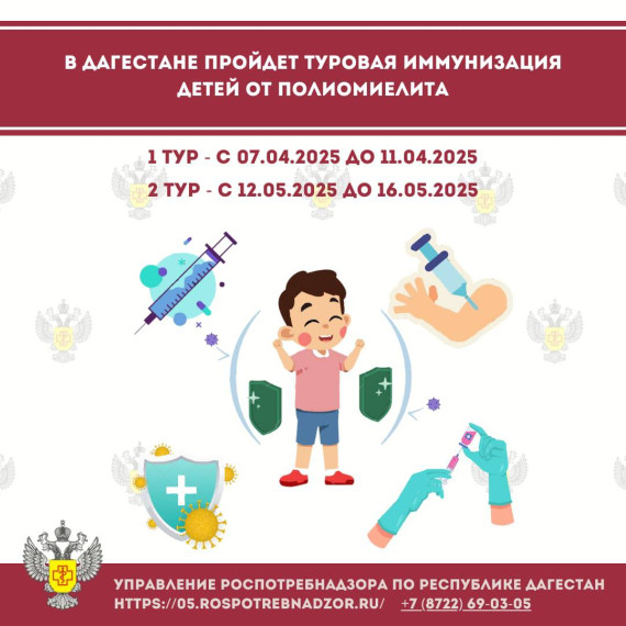 В Дагестане пройдет туровая иммунизация детей от полиомиелита..
